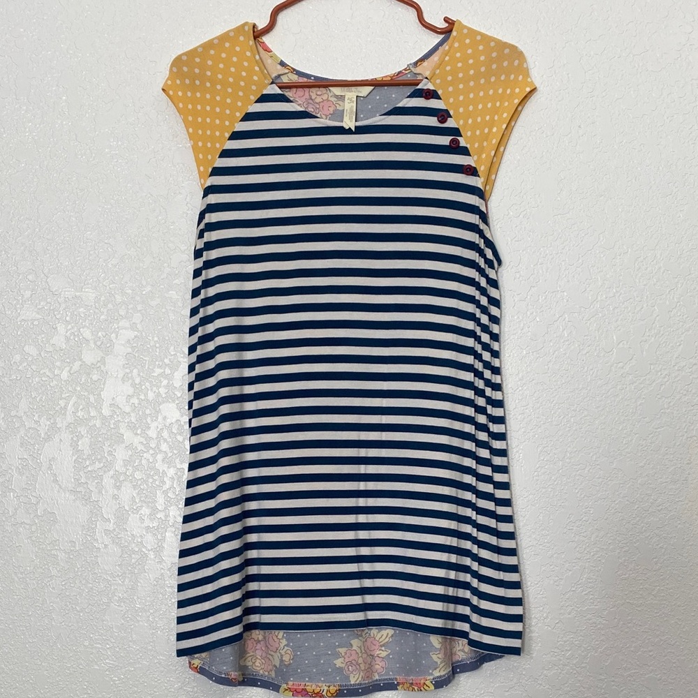 Matilda Jane Blue Striped and Yellow Polka Dot Tunic